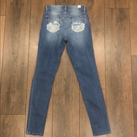 KanCan Distressed Jeans w/ Lace Detail Size US 27 - Picture 7 of 8